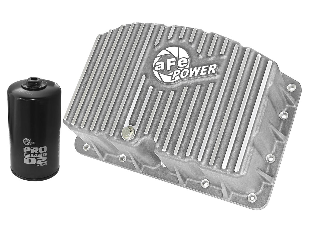 aFe POWER Street Series Raw Engine Oil Pan w/ Machined Fins  (11-21 Powerstroke 6.7L)